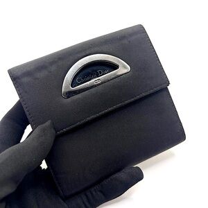 Authentic CHRISTIAN DIOR Black Compact Nylon Trifold Wallet